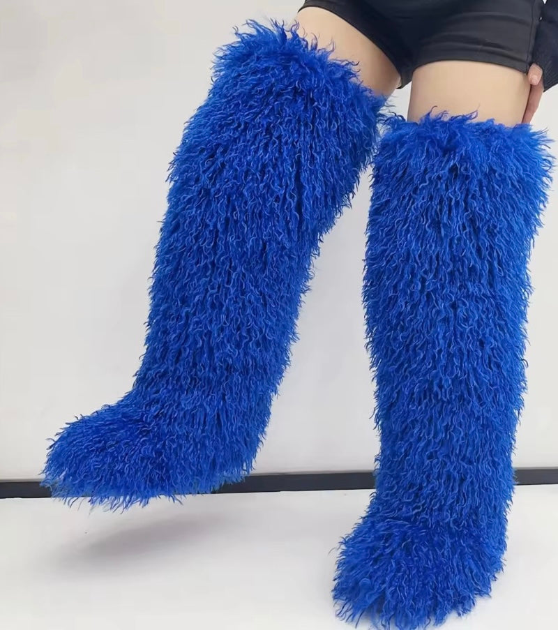 MONGOLIAN FUR BOOTS- OVER THE KNEE