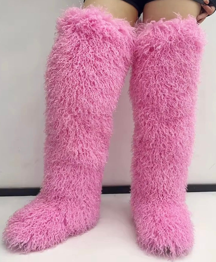 MONGOLIAN FUR BOOTS- OVER THE KNEE