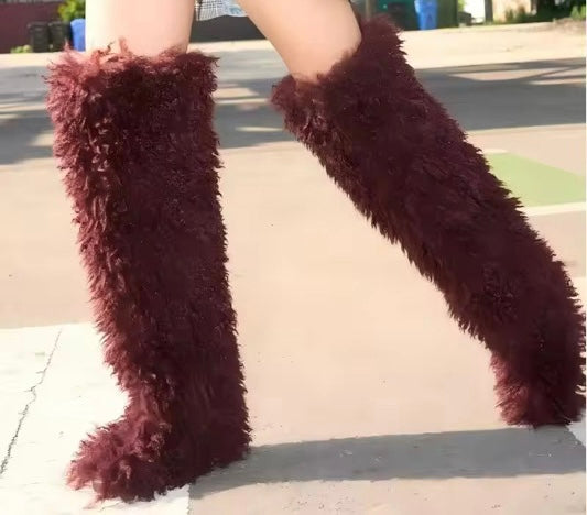 MONGOLIAN FUR BOOTS- OVER THE KNEE