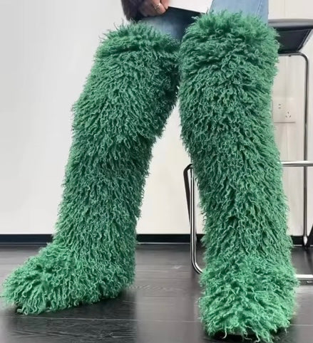 MONGOLIAN FUR BOOTS- OVER THE KNEE