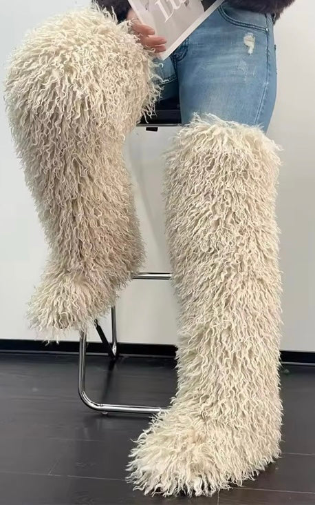 MONGOLIAN FUR BOOTS- OVER THE KNEE